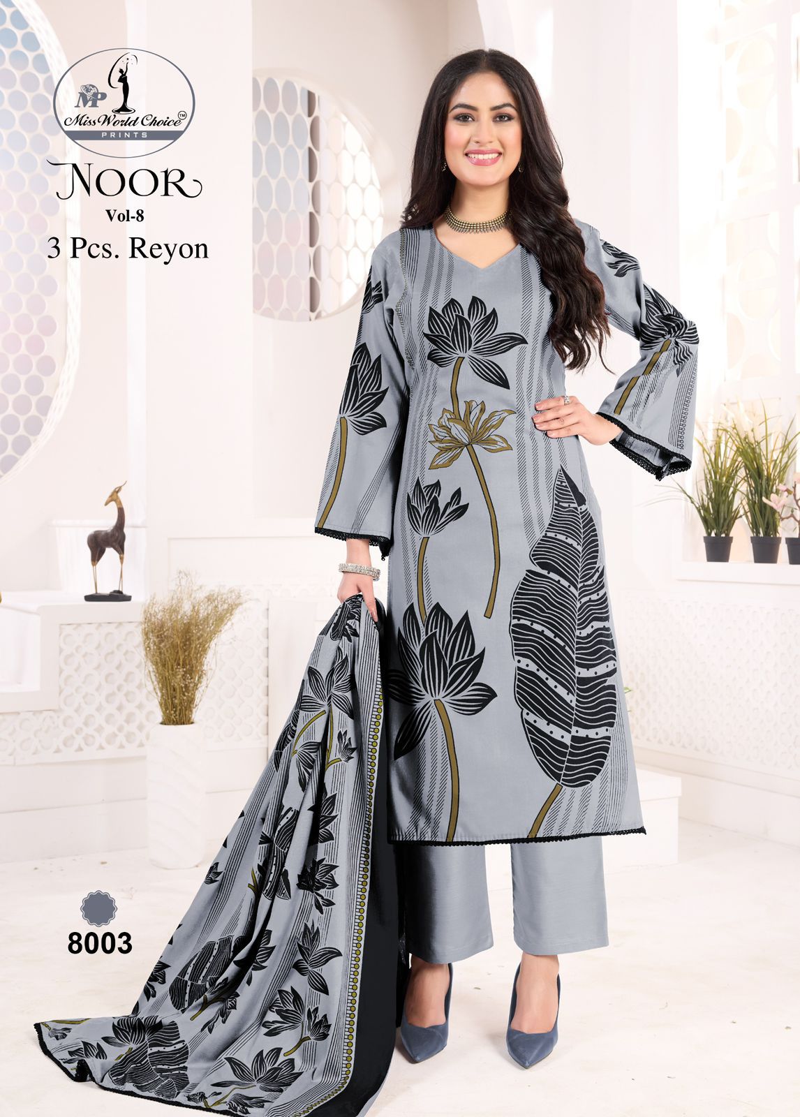 Noor Vol 8 Miss World Choice Rayon Pant Style Suits Exporter Ahmedabad