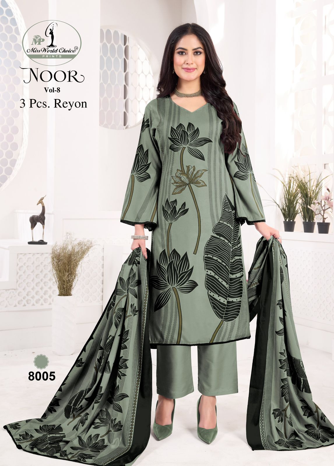 Noor Vol 8 Miss World Choice Rayon Pant Style Suits Exporter Ahmedabad