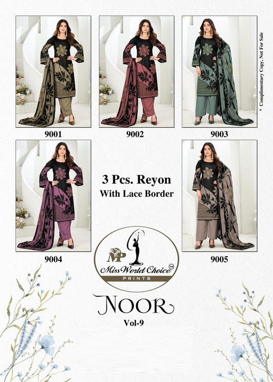 Noor Vol 9 Miss World Choice Rayon Pant Style Suits Wholesale Price