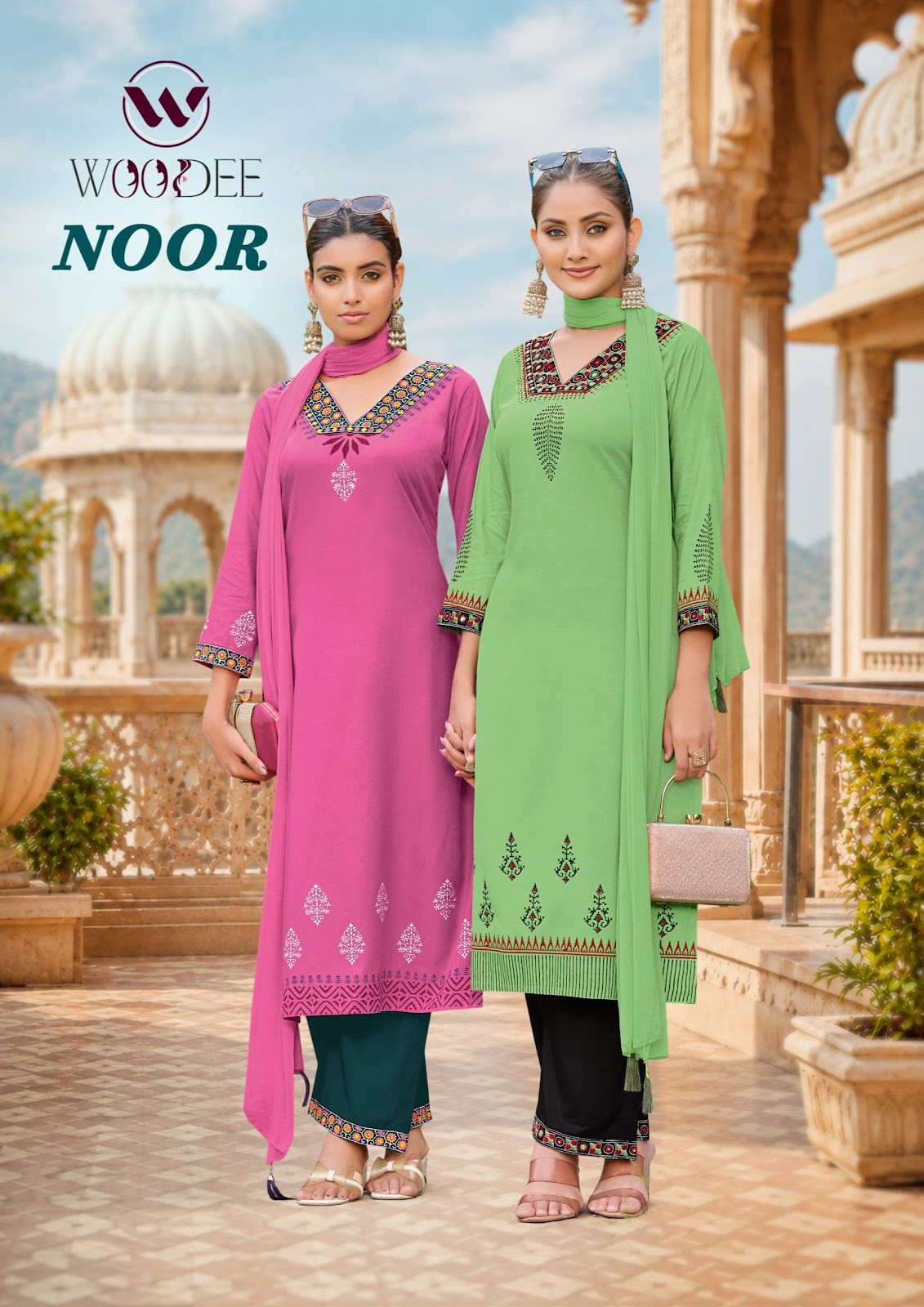 Noor Woodee Rayon Readymade Plazzo Style Suits Manufacturer India
