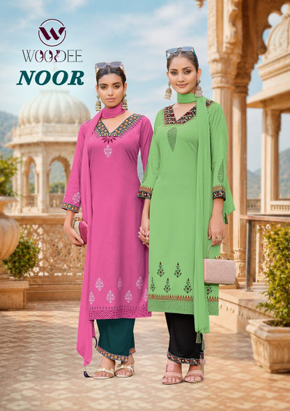 Noor Woodee Rayon Readymade Plazzo Style Suits Manufacturer India