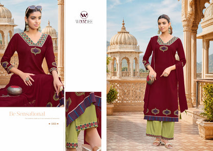 Noor Woodee Rayon Readymade Plazzo Style Suits Manufacturer India