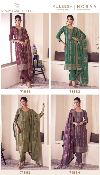 Noraa Kuleesh Vinay Fashion Llp Silk Jacquard Pant Style Suits Wholesale Price