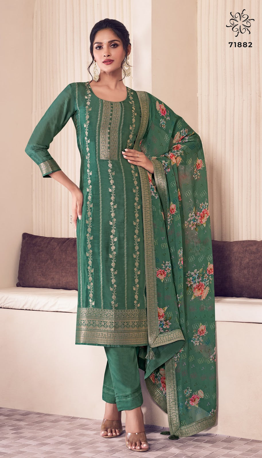 Noraa Kuleesh Vinay Fashion Llp Silk Jacquard Pant Style Suits Wholesale Price