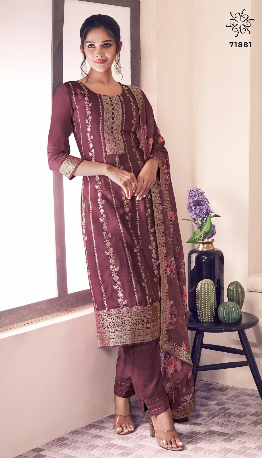 Noraa Kuleesh Vinay Fashion Llp Silk Jacquard Pant Style Suits Wholesale Price