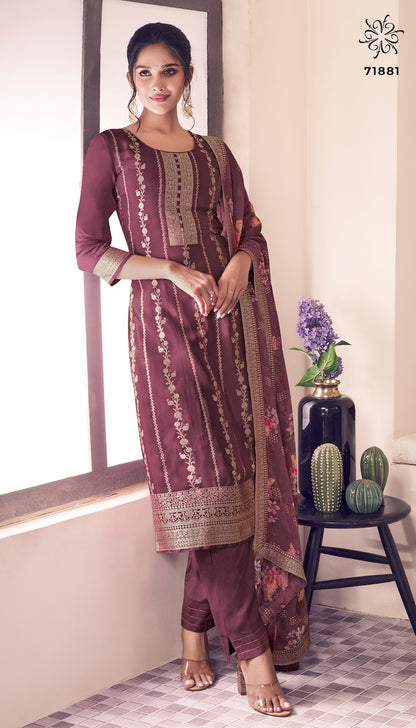 Noraa Kuleesh Vinay Fashion Llp Silk Jacquard Pant Style Suits Wholesale Price