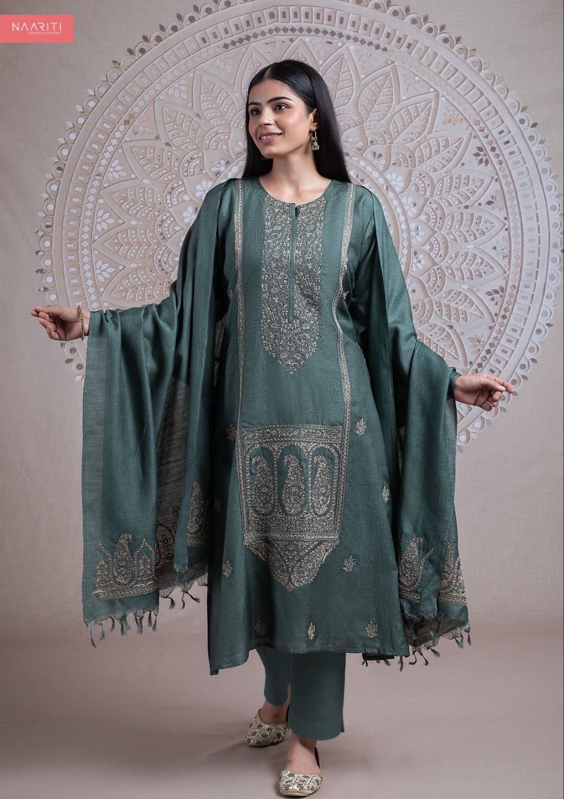 Noora Naariti Tussar Silk Pant Style Suits Exporter Gujarat