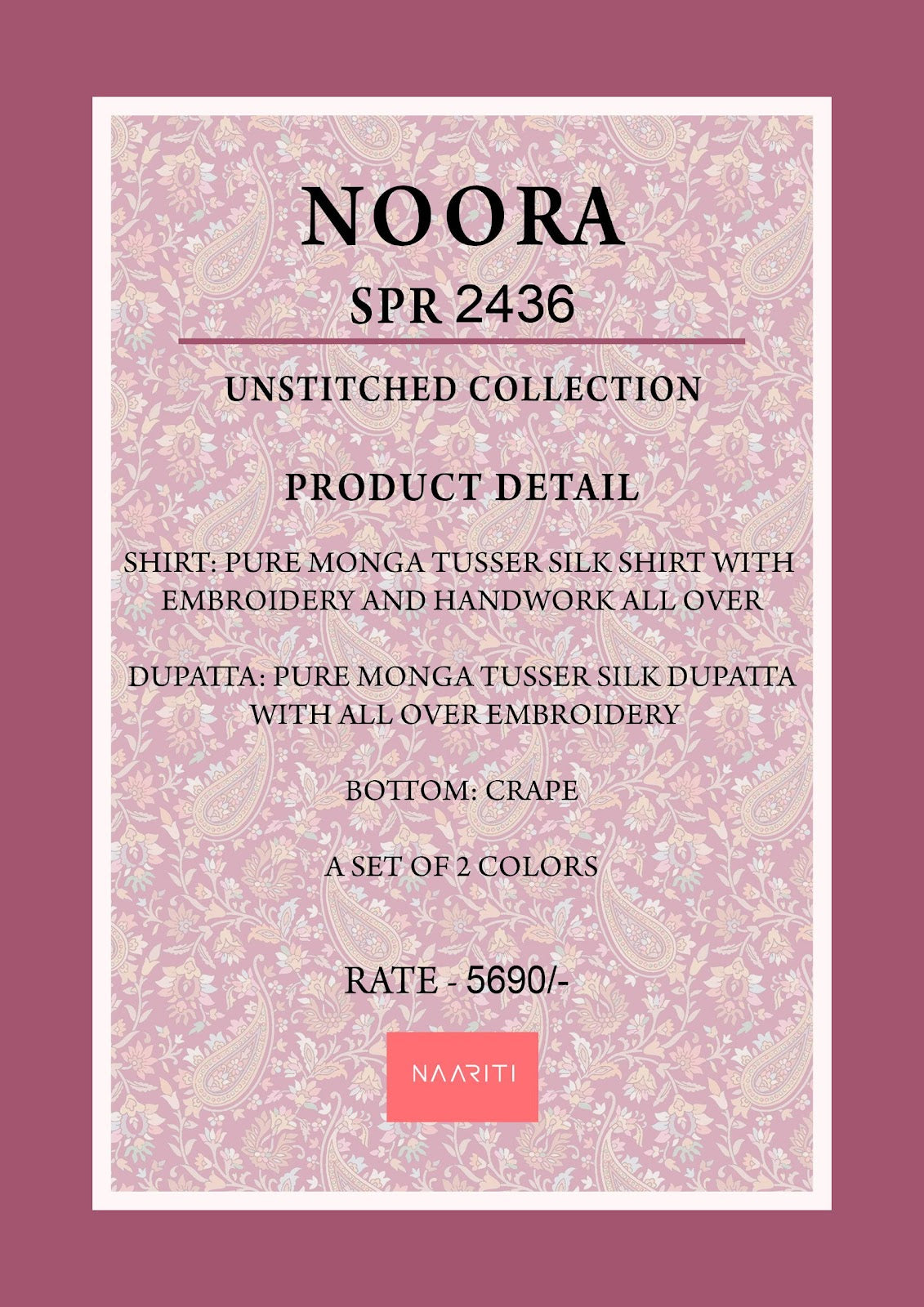 Noora Naariti Tussar Silk Pant Style Suits Exporter Gujarat