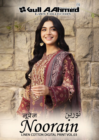 Noorain Vol 3 Linen Cotton Digital Print Gul Ahmed Karachi Salwar Suits Wholesaler India