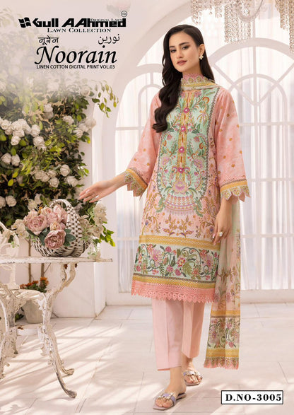 Noorain Vol 3 Linen Cotton Digital Print Gul Ahmed Karachi Salwar Suits Wholesaler India