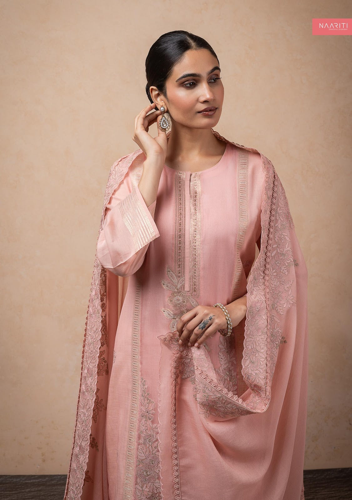 Nooram Naariti Mul Chanderi Pant Style Suits Exporter Gujarat