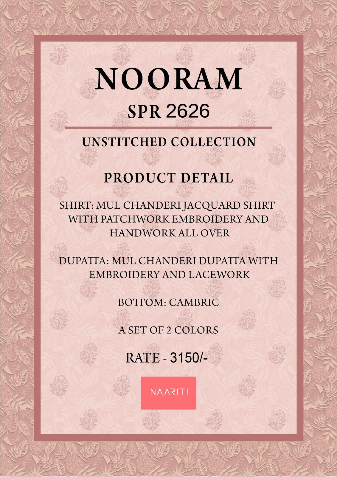 Nooram Naariti Mul Chanderi Pant Style Suits Exporter Gujarat