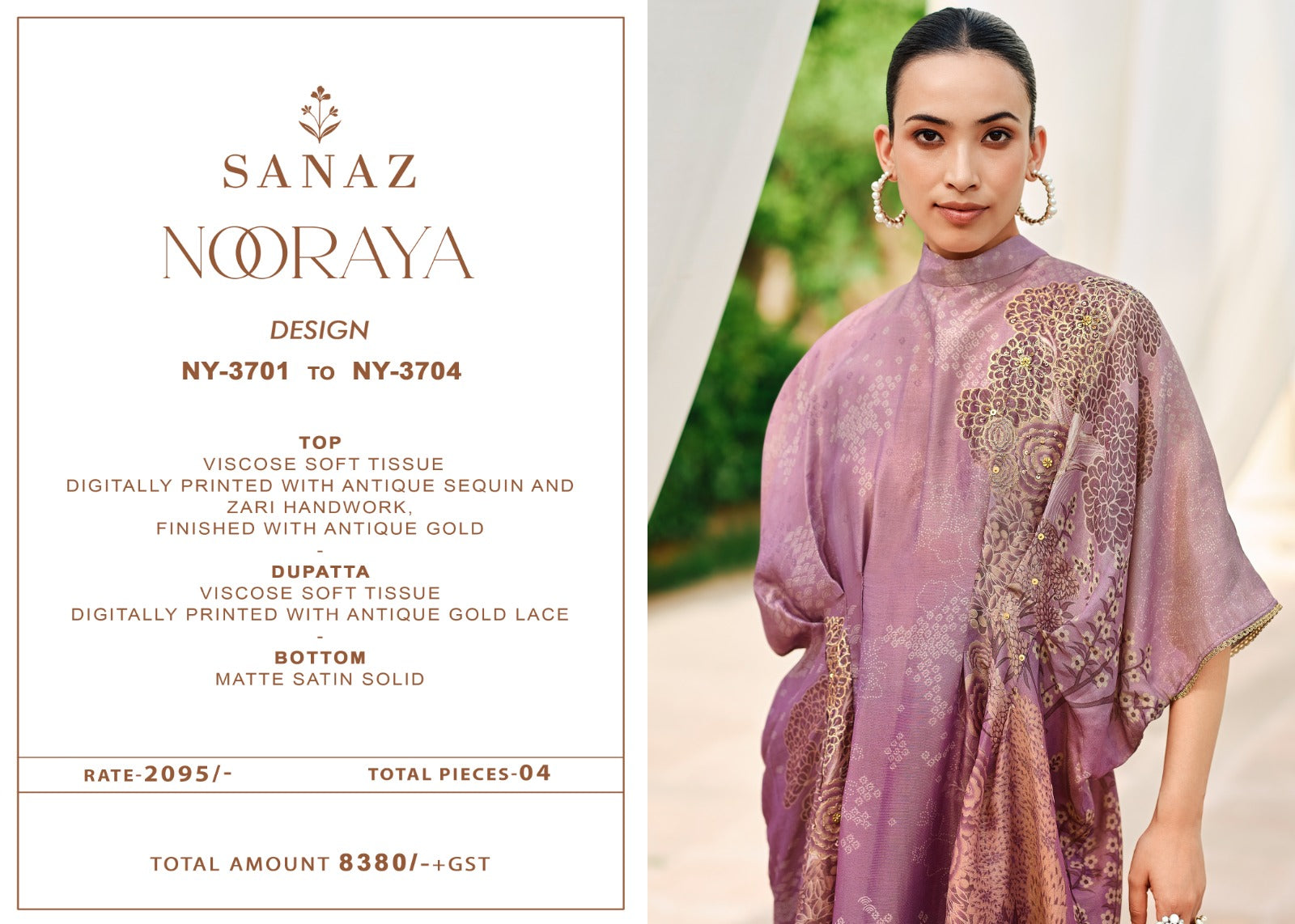 Nooraya Sanaz Viscose Tissue Pant Style Suits Wholesaler India
