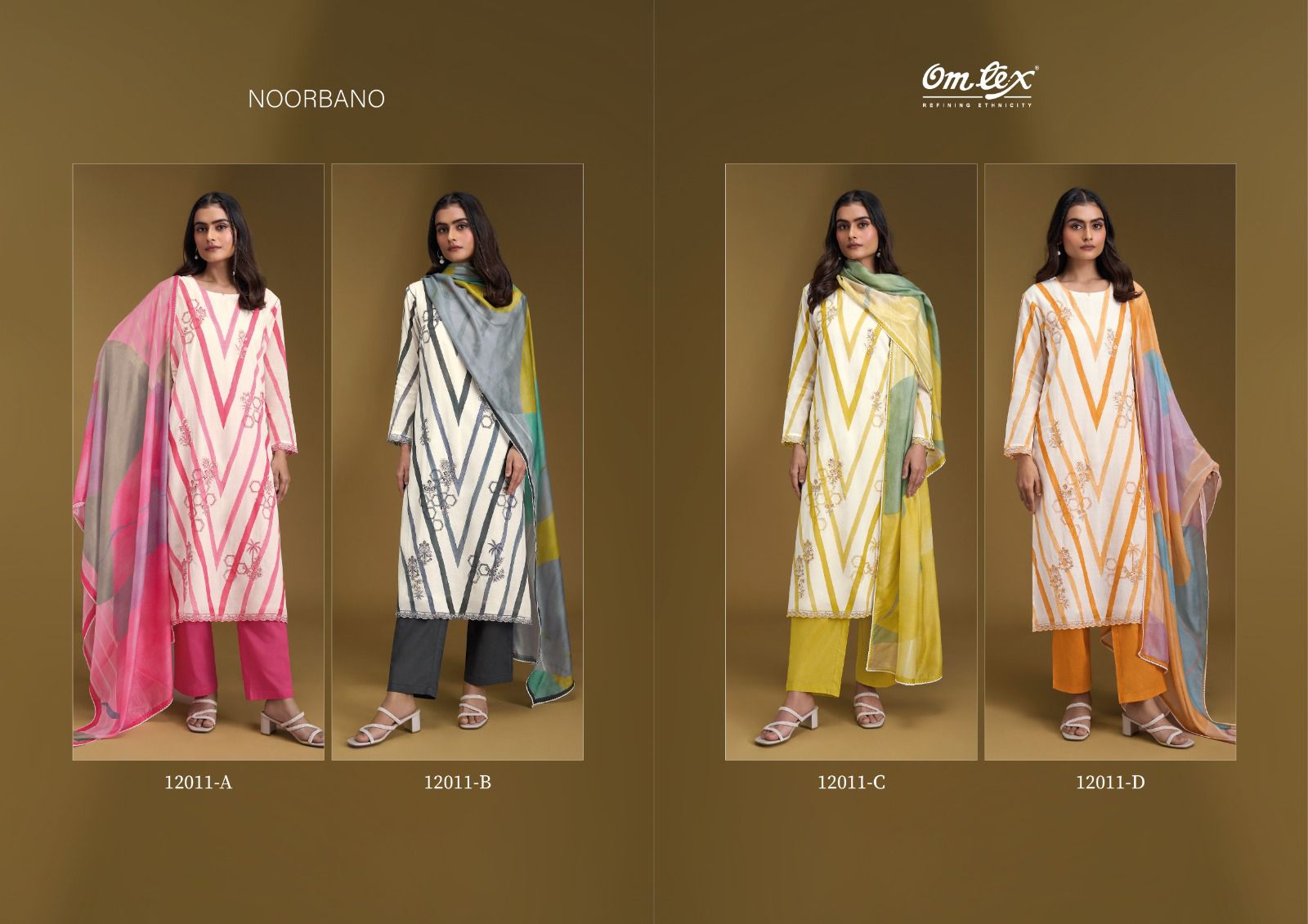 Noorbano Omtex Chanderi Silk Pant Style Suits Wholesaler Gujarat