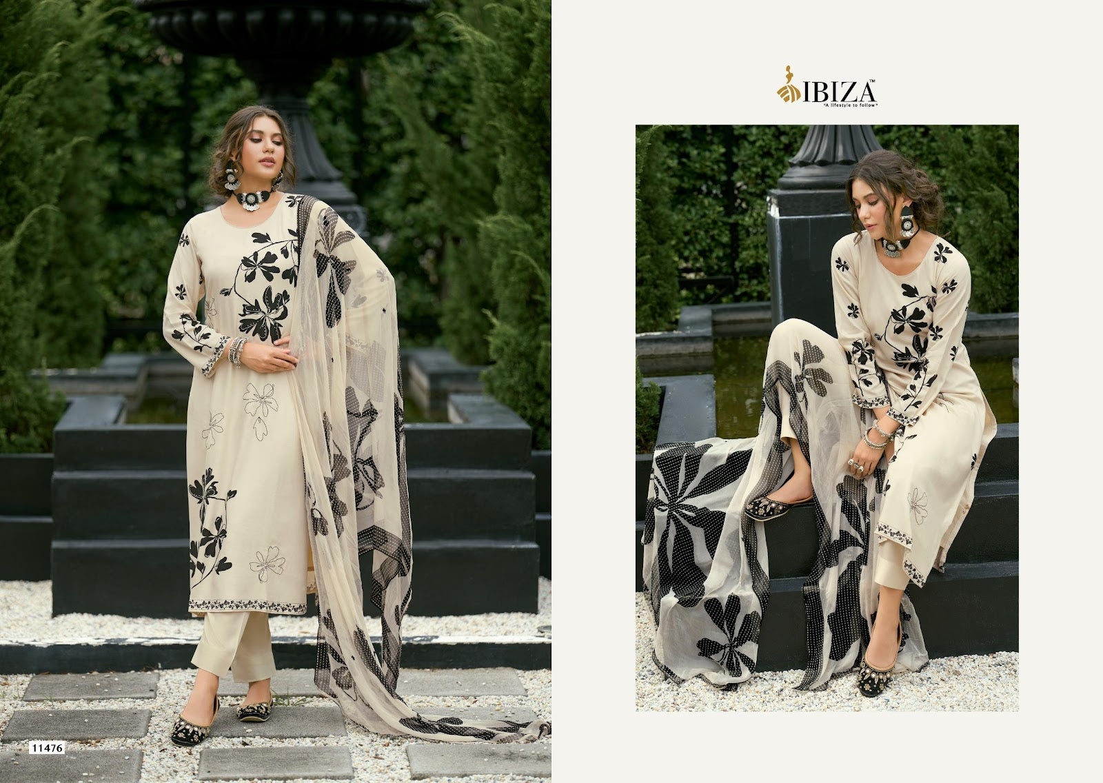 Noore Ibiza Pashmina Suits Wholesale