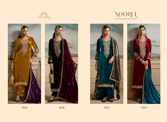 Nooree 103 Shiddat Viscose Velvet Suits Supplier Ahmedabad
