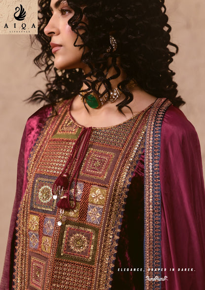 Nooren Aiqa Viscose Velvet Suits Wholesaler