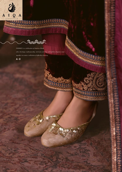 Nooren Aiqa Viscose Velvet Suits Wholesaler