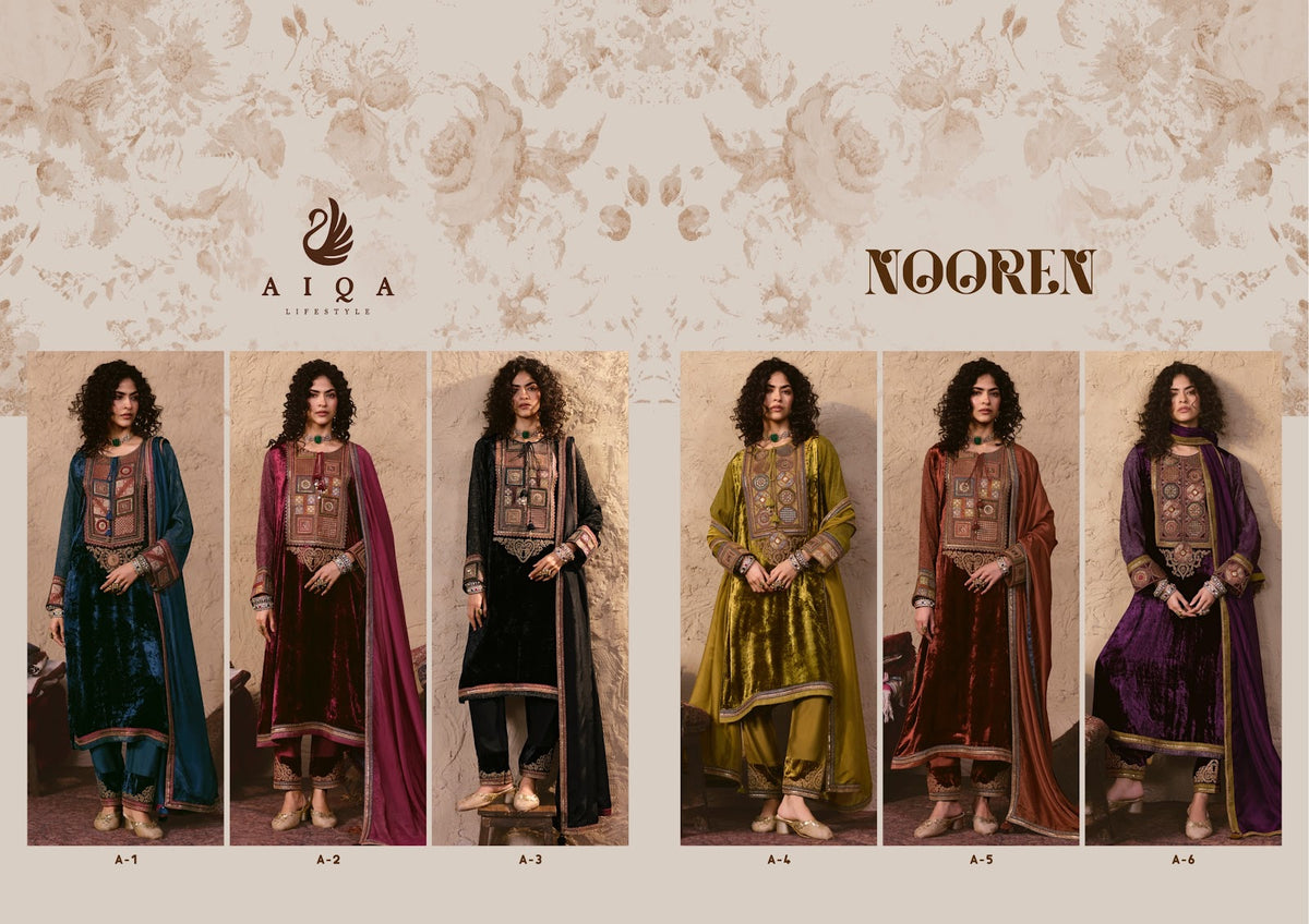 Nooren Aiqa Viscose Velvet Suits Wholesaler