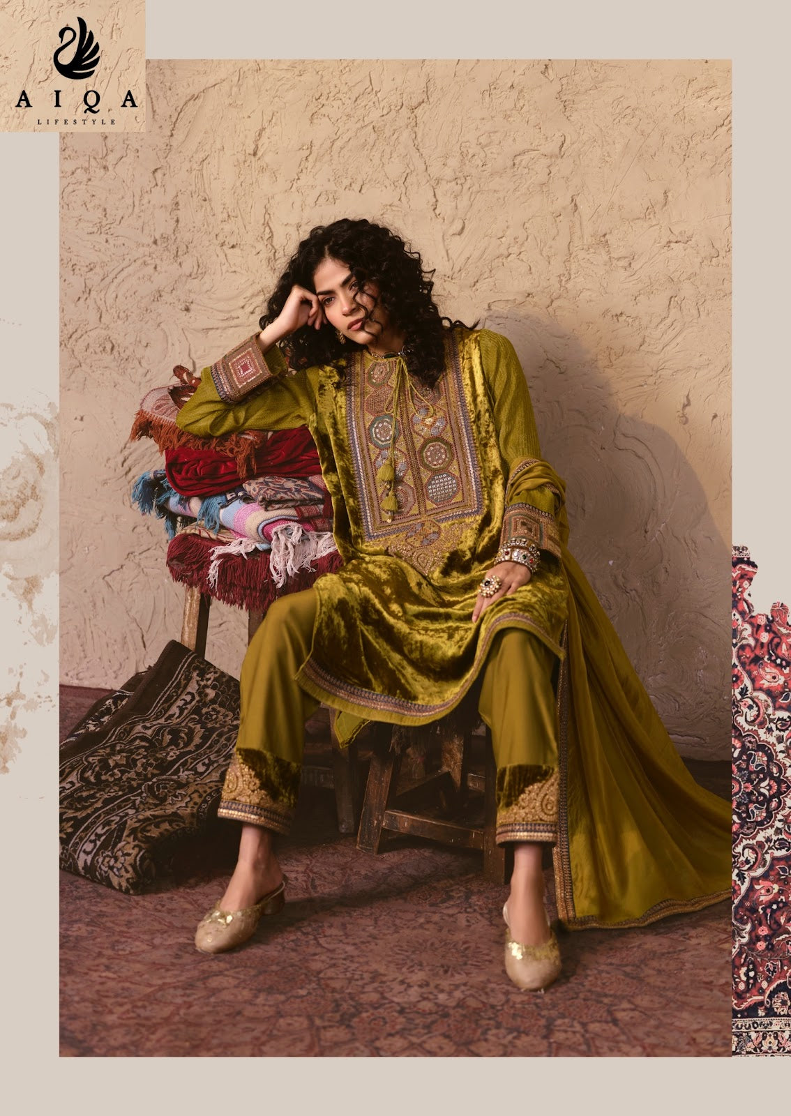 Nooren Aiqa Viscose Velvet Suits Wholesaler