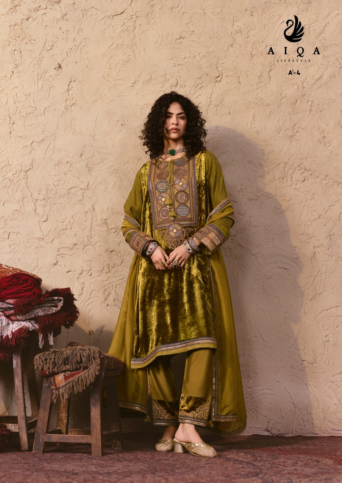 Nooren Aiqa Viscose Velvet Suits Wholesaler