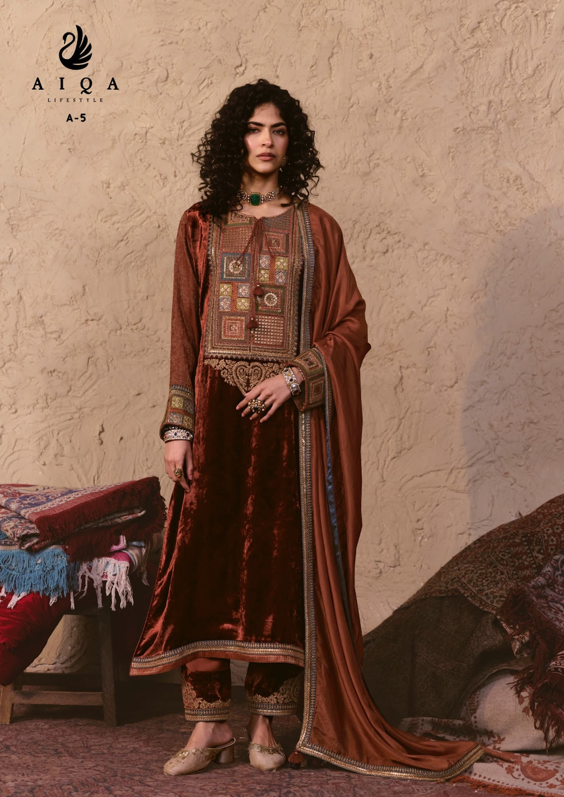 Nooren Aiqa Viscose Velvet Suits Wholesaler