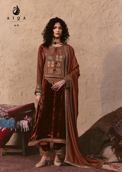 Nooren Aiqa Viscose Velvet Suits Wholesaler