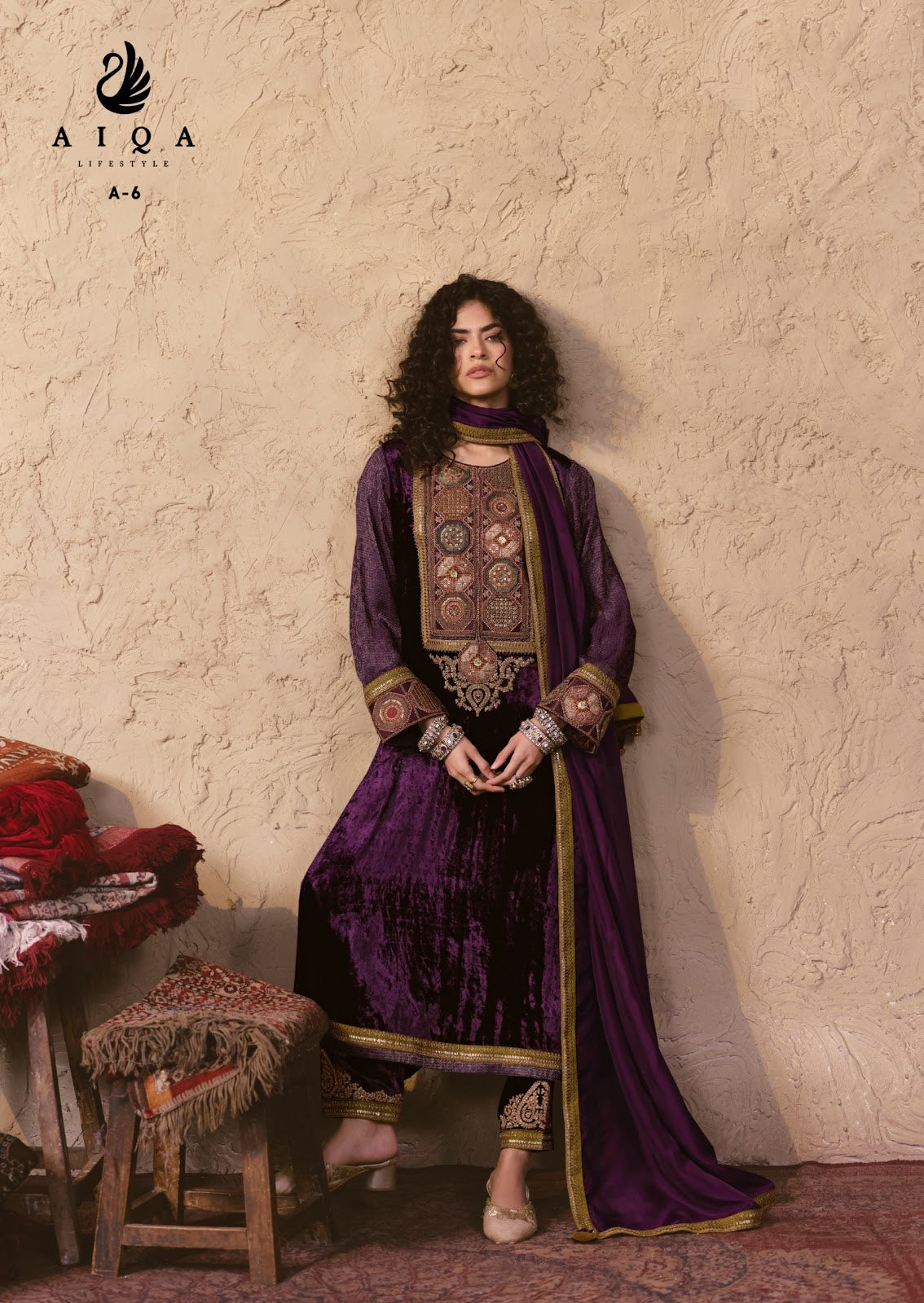 Nooren Aiqa Viscose Velvet Suits Wholesaler