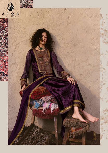 Nooren Aiqa Viscose Velvet Suits Wholesaler