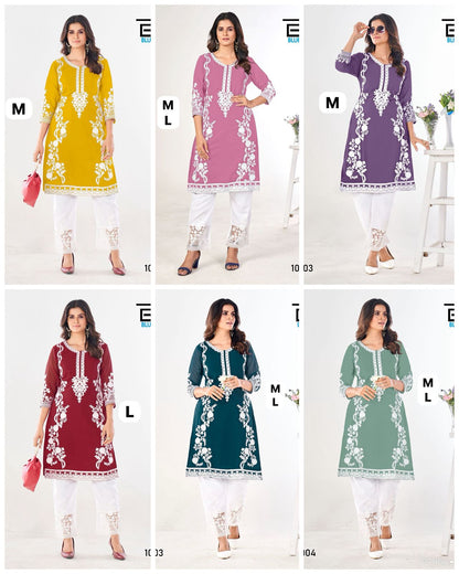 Noori Bluehills Georgette Kurti Pant Set Supplier Ahmedabad