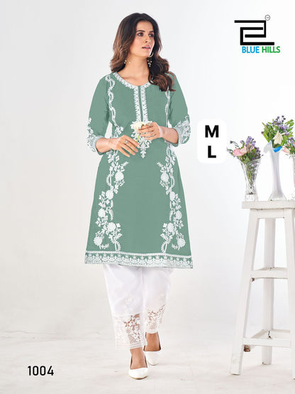 Noori Bluehills Georgette Kurti Pant Set Supplier Ahmedabad
