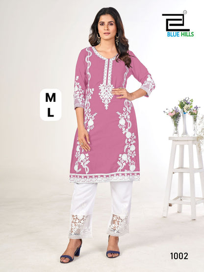 Noori Bluehills Georgette Kurti Pant Set Supplier Ahmedabad