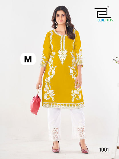 Noori Bluehills Georgette Kurti Pant Set Supplier Ahmedabad