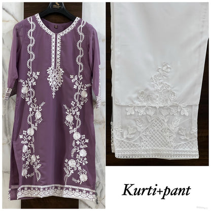Noori Bluehills Georgette Kurti Pant Set Supplier Ahmedabad