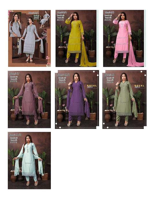 Noori Karachi Ayg Roman Silk Readymade Pant Style Suits Manufacturer