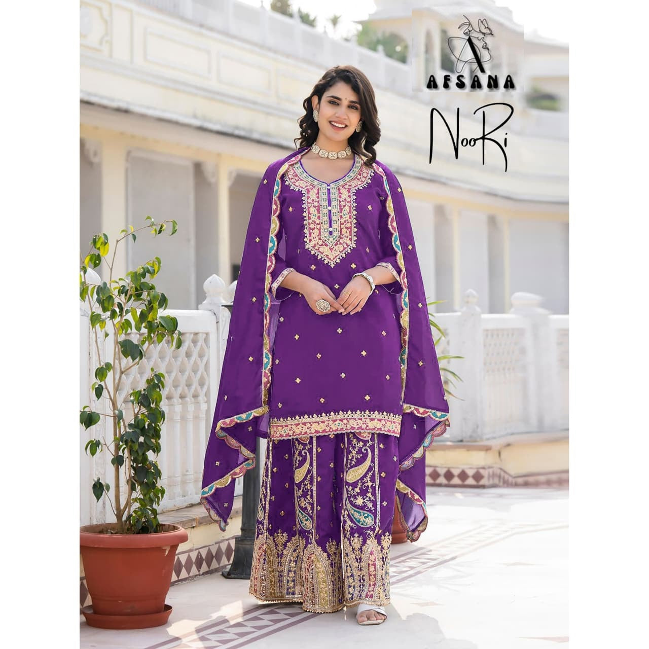 Noori New Colours Afsana Vichitra Readymade Plazzo Style Suits Wholesaler India