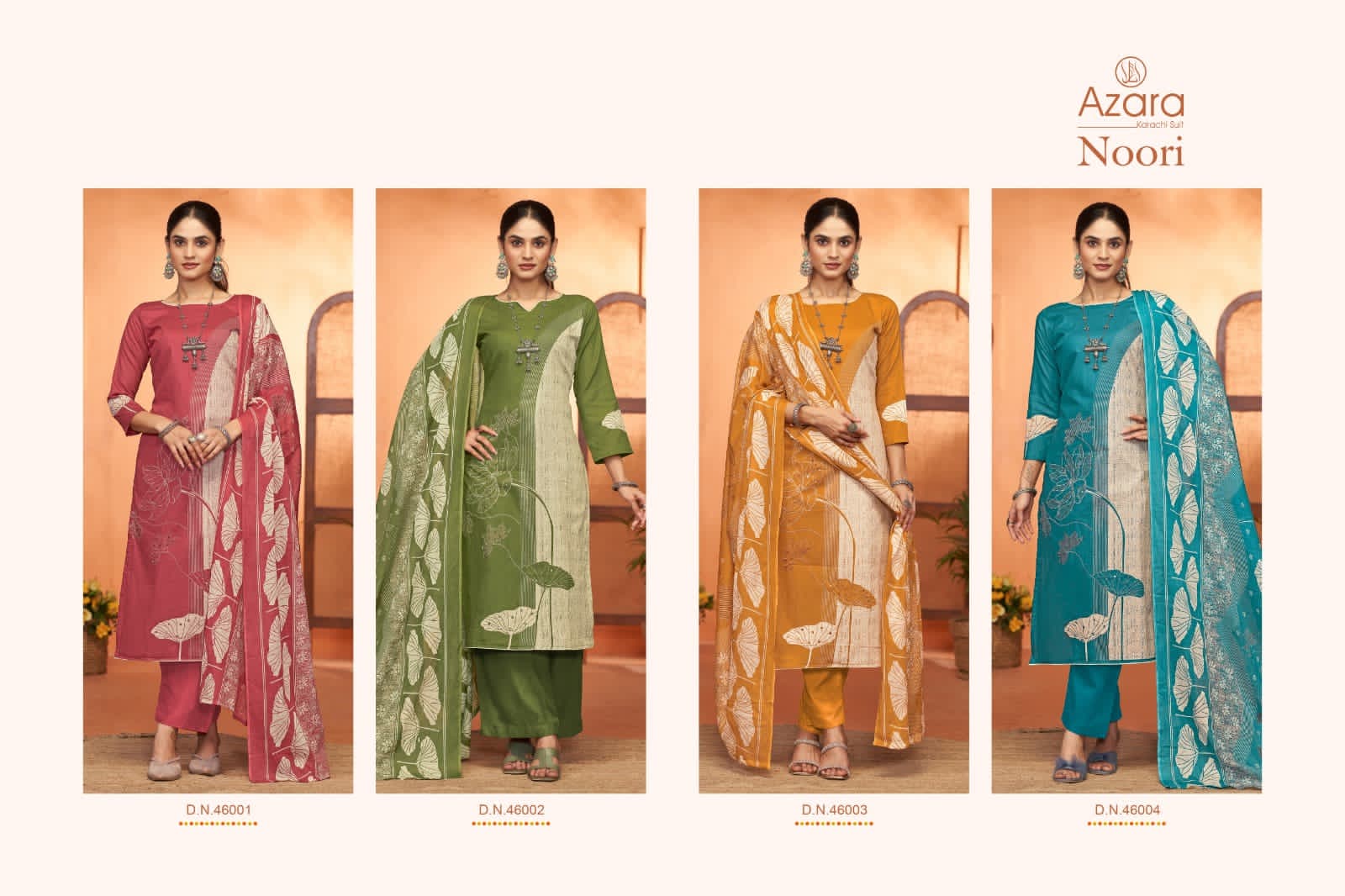 Noori Radhika Fashion Azara Lawn Cotton Karachi Salwar Suits Supplier Ahmedabad