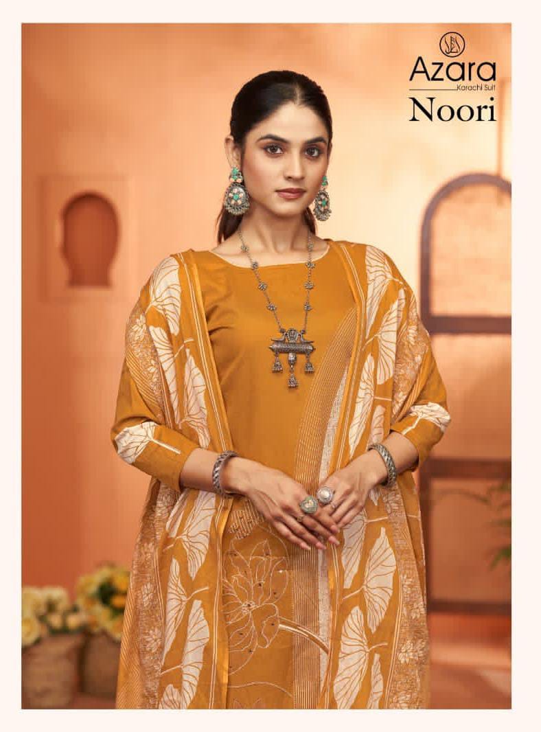 Noori Radhika Fashion Azara Lawn Cotton Karachi Salwar Suits Supplier Ahmedabad