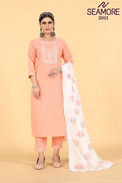 Noori Seamore Cotton Slub Readymade Pant Style Suits Wholesaler India
