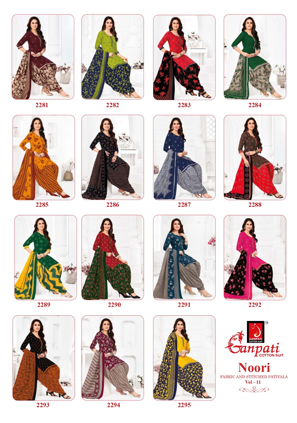 Noori Vol 11 Ganpati Cotton Patiyala Style Suits Exporter Ahmedabad