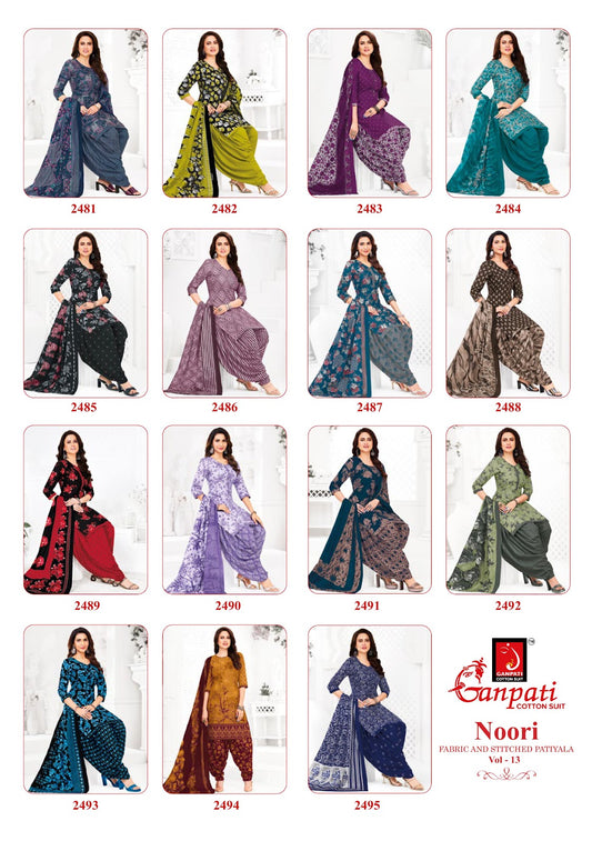 Noori Vol 13 Ganpati Readymade Cotton Patiyala Suits Wholesale