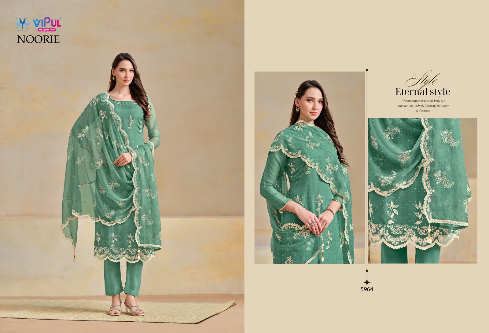 Noorie Vipul Organza Pant Style Suits Supplier Gujarat