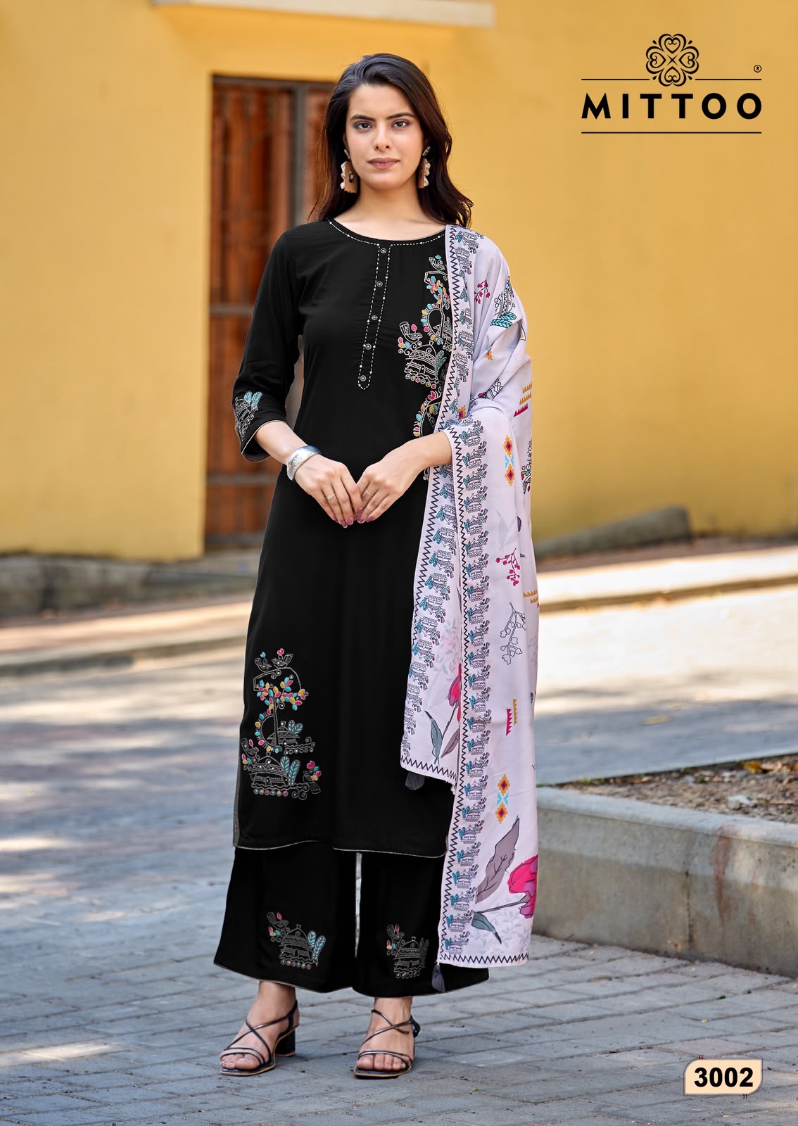 Noorika Mittoo Rayon Readymade Plazzo Style Suits Supplier Gujarat