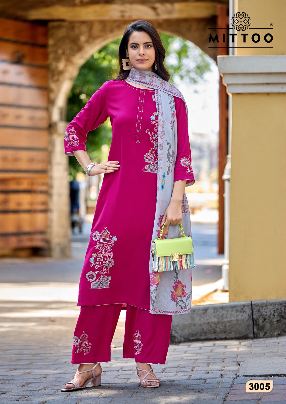Noorika Mittoo Rayon Readymade Plazzo Style Suits Supplier Gujarat