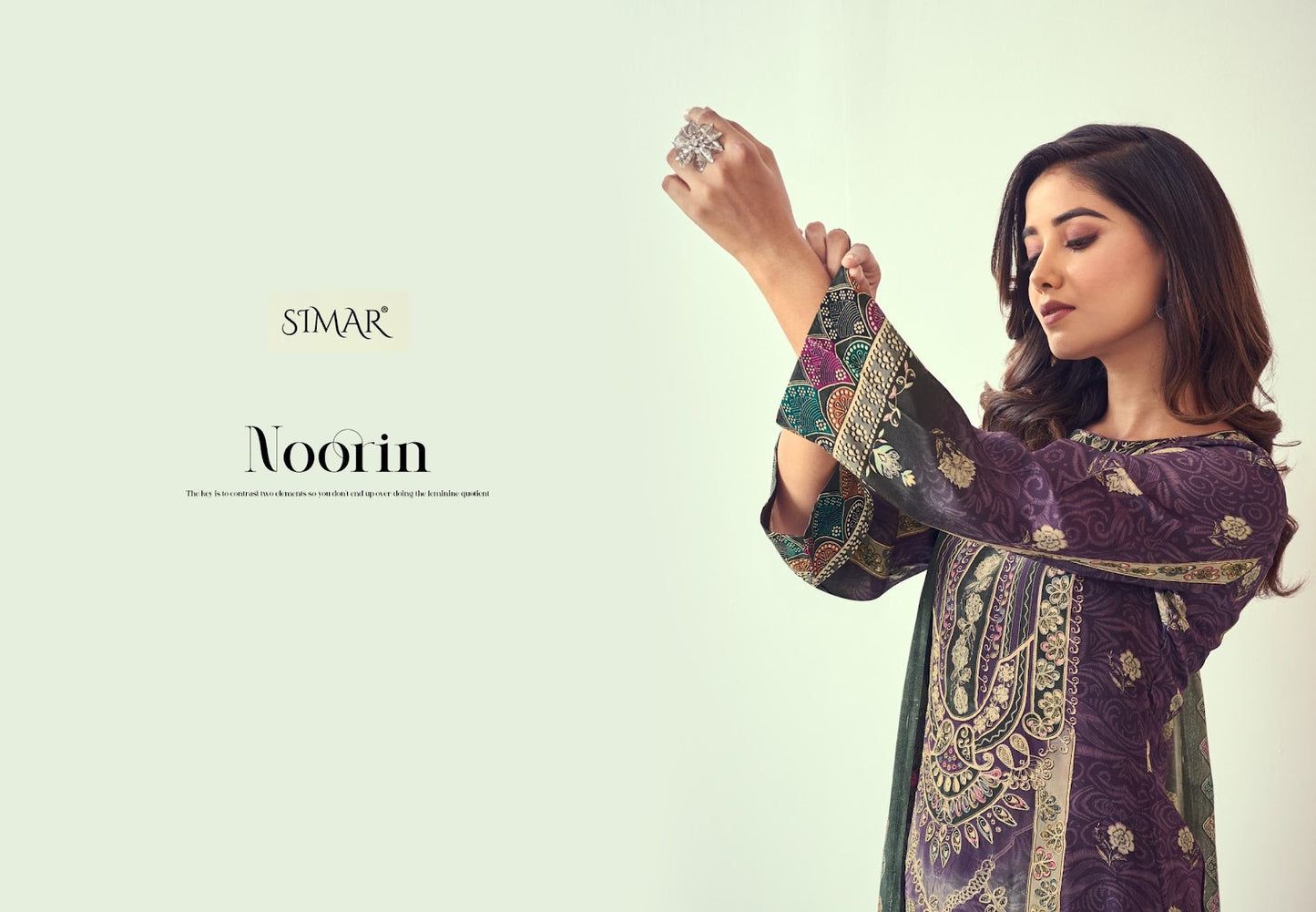 Noorin Simar Natural Crape Pant Style Suits Supplier