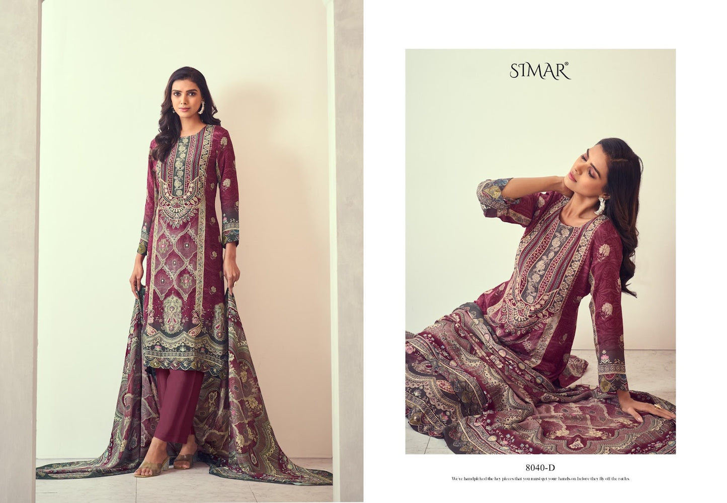Noorin Simar Natural Crape Pant Style Suits Supplier