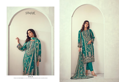Noorin Simar Natural Crape Pant Style Suits Supplier