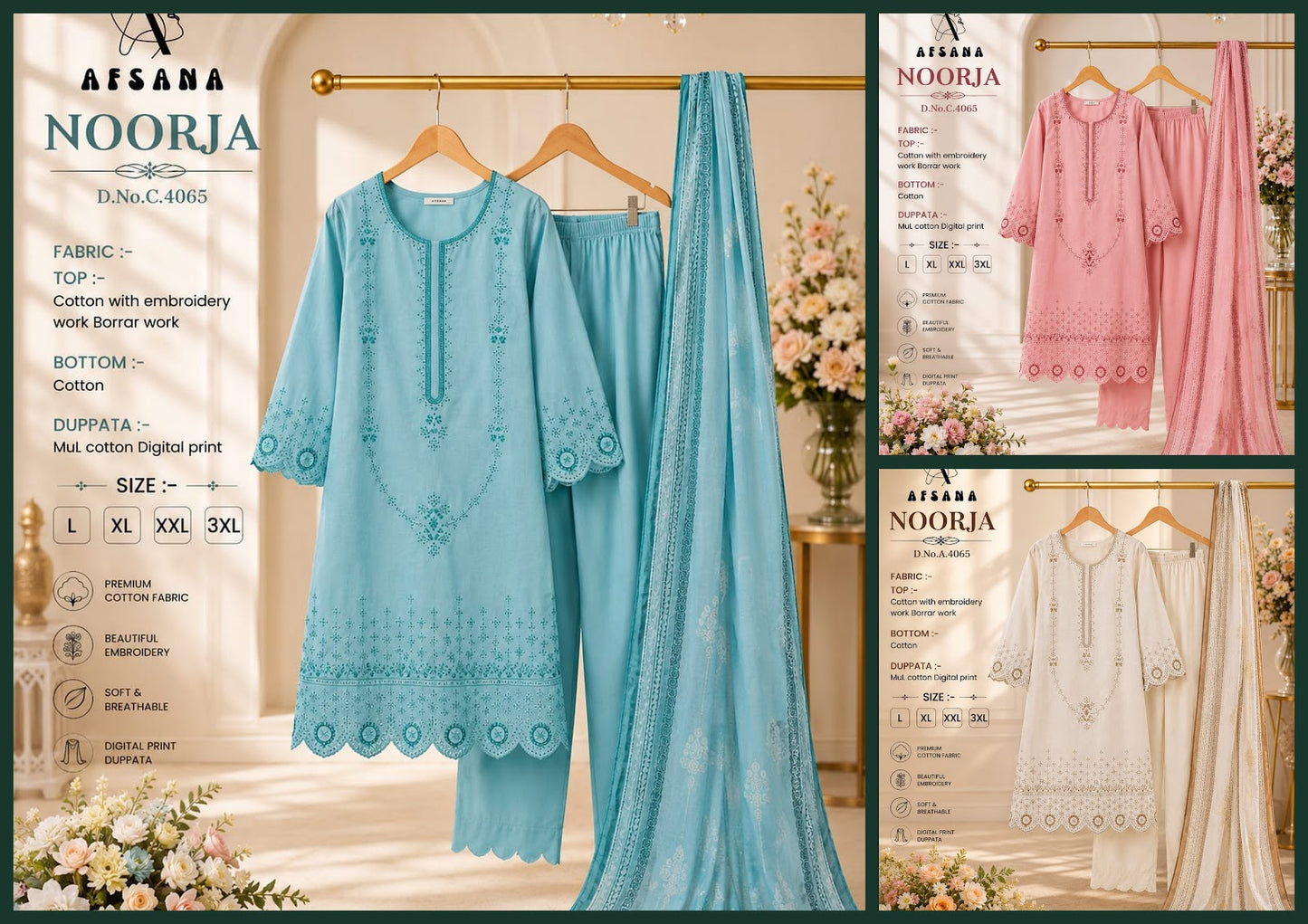 Noorja Afsana Cotton Pakistani Readymade Suits Wholesaler India