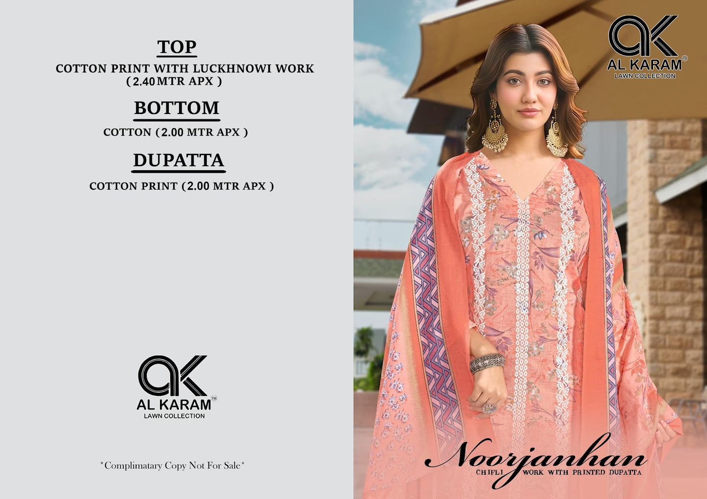 Noorjanhan Al Karam Pure Cotton Karachi Salwar Suits Supplier India