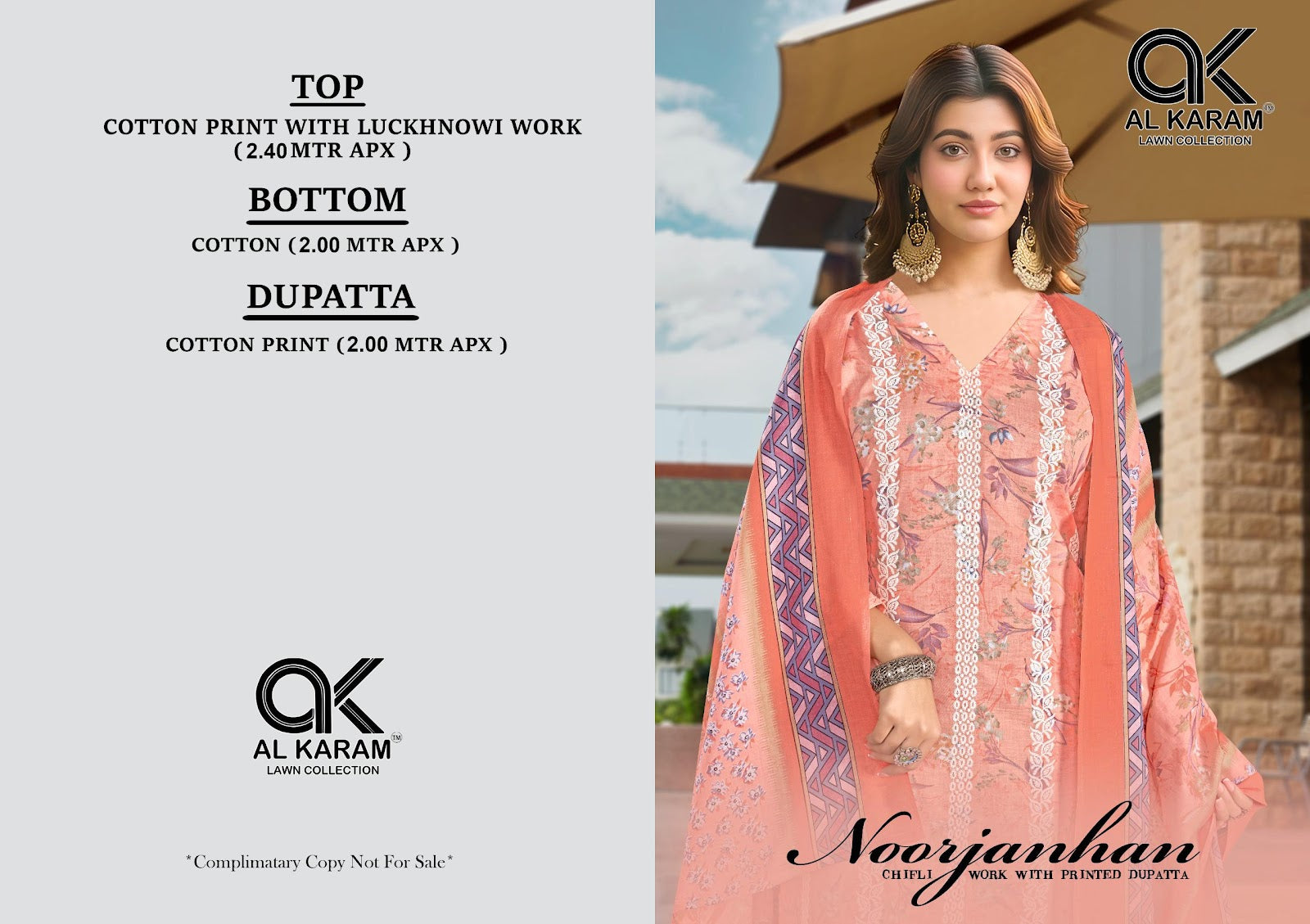 Noorjanhan Al Karam Pure Cotton Karachi Salwar Suits Supplier India